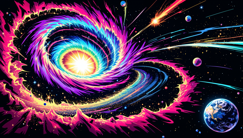 {{ A vibrant representation of the Big Bang, featuring swirling colors and cosmic elements in a stunning 4K Ultra HD design, perfect for a captivating desktop wallpaper or background. 