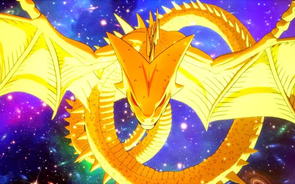 Shenron from Dragon Ball soars through a vibrant, starry space backdrop in this HD wallpaper for the video game DRAGON BALL: Sparking! ZERO. A striking visual for fans.
