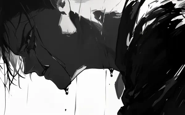 sad crying angry Anime Black & White sad anime Black And White Anime HD Desktop Wallpaper | Background Image