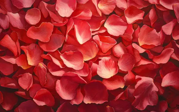A close-up view of vibrant red rose petals, creating a rich tapestry of color and texture, beautifully suited as a 4K Ultra HD PC desktop wallpaper and background.