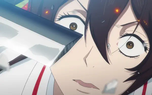 A close-up of Yamada Asaemon Sagiri from the anime Hell's Paradise, showcasing intense expression and dynamic action, featured as a 4K Ultra HD PC desktop wallpaper.