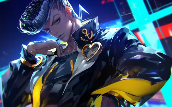 HD desktop wallpaper featuring Josuke Higashikata from Jojo's Bizarre Adventure, showcasing a dynamic pose with vibrant colors and a stylish outfit.