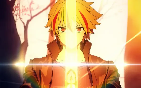 A vibrant HD wallpaper featuring Richard I from the anime Fate/strange fake, showcasing intense colors and dynamic lighting with a striking pose.
