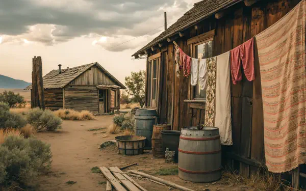 Rustic wooden houses laundry desert landscape vintage HD Desktop Wallpaper | Background Image