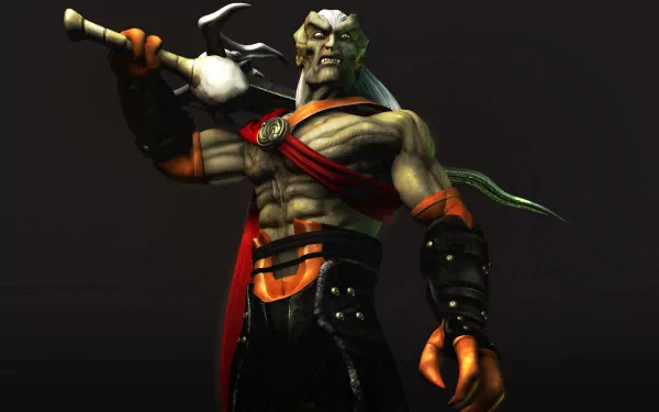 High-definition wallpaper featuring a creature from the video game Legacy of Kain: Soul Reaver, showcasing a muscular character wielding a weapon with a fierce expression.
