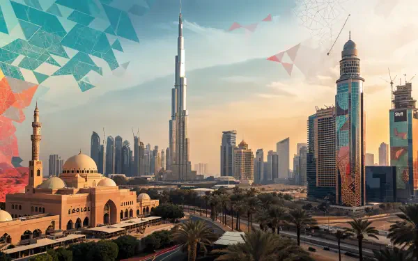 Stunning 4K Ultra HD wallpaper showcasing Dubai's skyline, featuring the iconic Burj Khalifa, modern architecture, and vibrant colors against a clear sky.