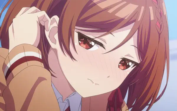 Anime-themed HD desktop wallpaper featuring a girl with auburn hair and expressive eyes, from I'm Getting Married to a Girl I Hate in My Class. Emotive and visually captivating.