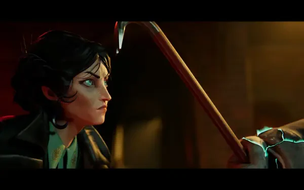 A dramatic scene from the video game Sleight of Hand, featuring a determined character with a crowbar, set against a moody background. This 4K Ultra HD wallpaper immerses viewers in its intense atmosphere.