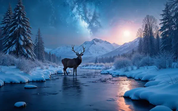 landscape deer HD Desktop Wallpaper | Background Image