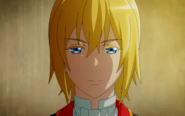 Anime-themed HD wallpaper from I Want to Escape from Princess Lessons, featuring a character with blonde hair and blue eyes, set against a warm background.