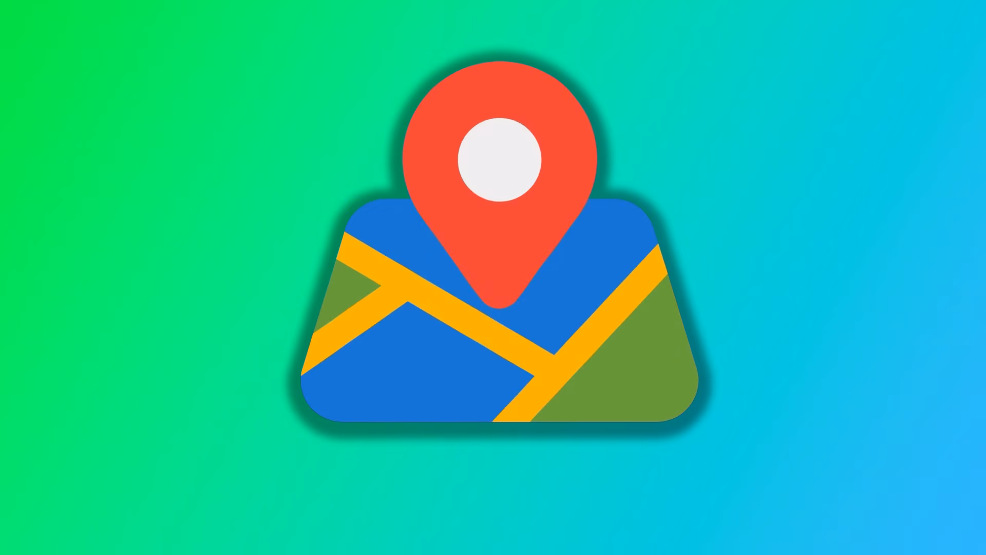 Colorful HD desktop wallpaper featuring the Google Maps logo with a location pin, set against a vibrant gradient background.