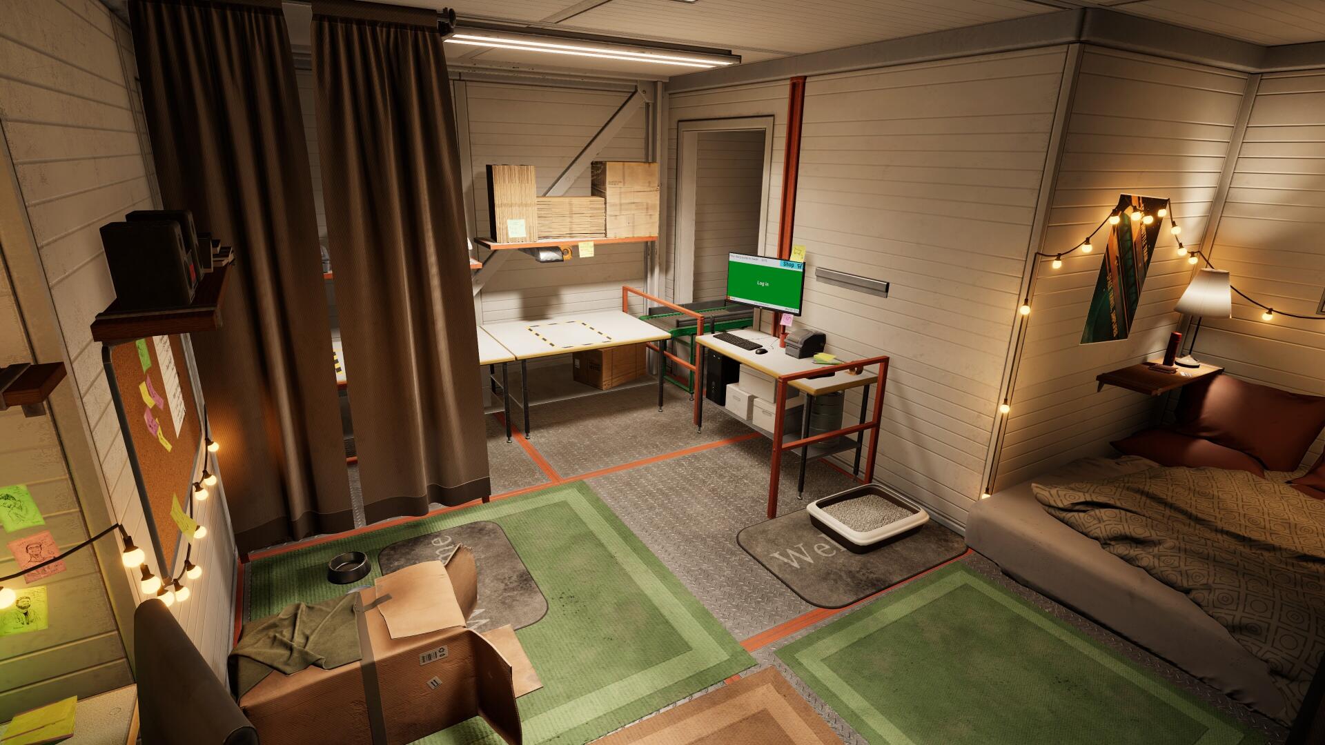4K Ultra HD PC desktop wallpaper featuring a detailed, dimly lit room from the video game Order 13, showcasing a cozy living space with computer setup and string lights.