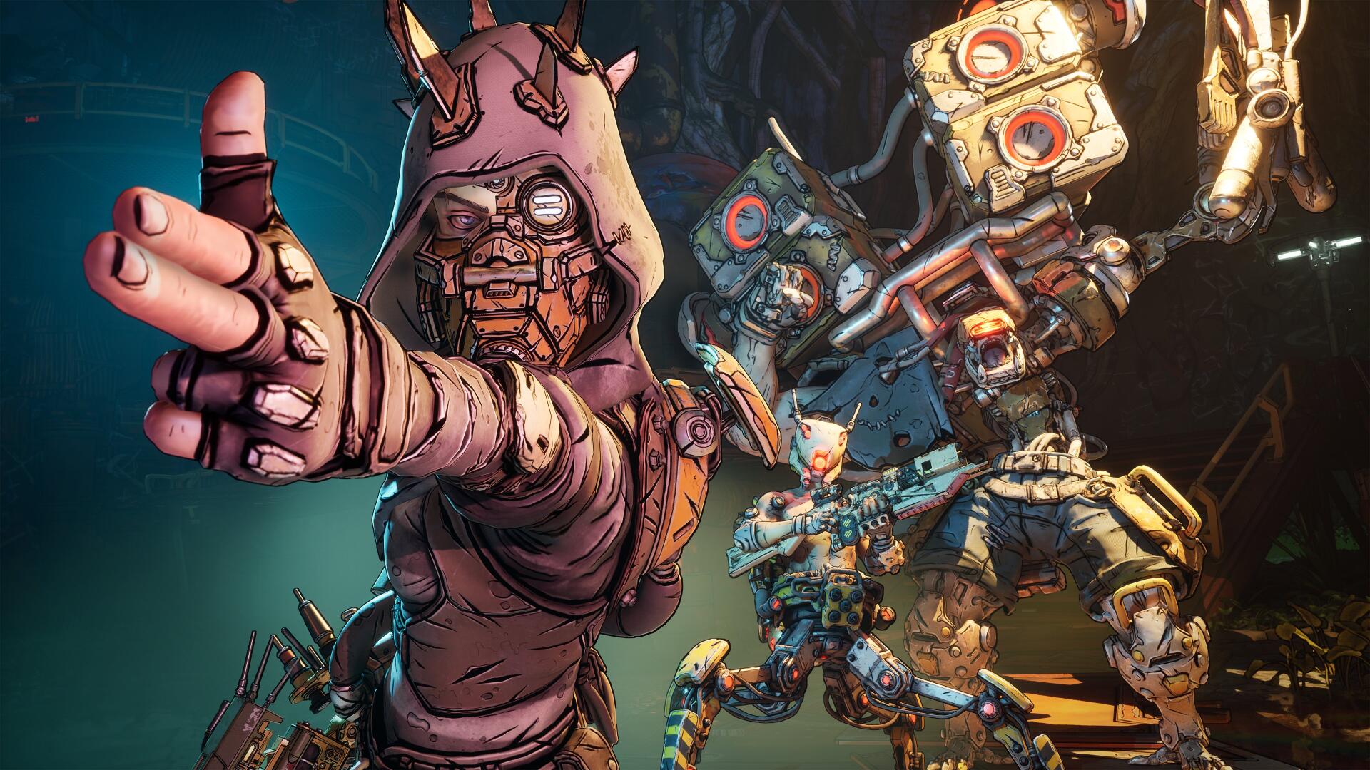 4K Ultra HD PC desktop wallpaper featuring characters from the video game Borderlands 4 in a dynamic action pose.