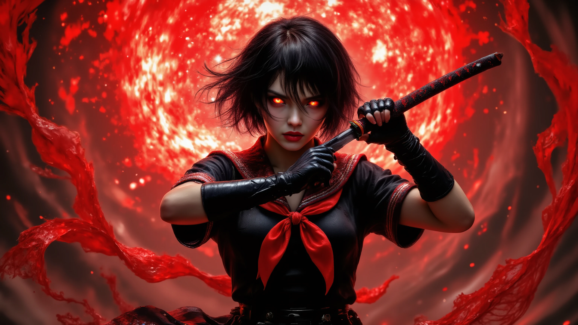 Blood Moon Katana: The Crimson-Eyed Warrior by SL PMD ROX