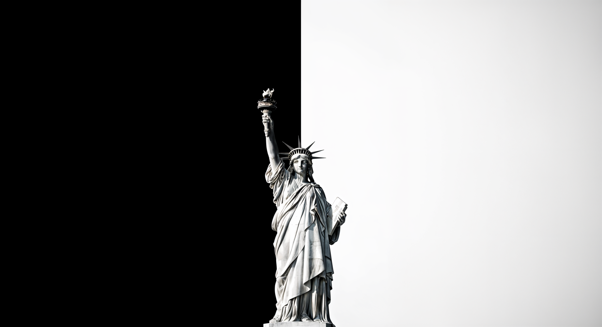 Statue of Liberty showcased in striking black and white contrast, presented as a 4K Ultra HD PC desktop wallpaper and background.