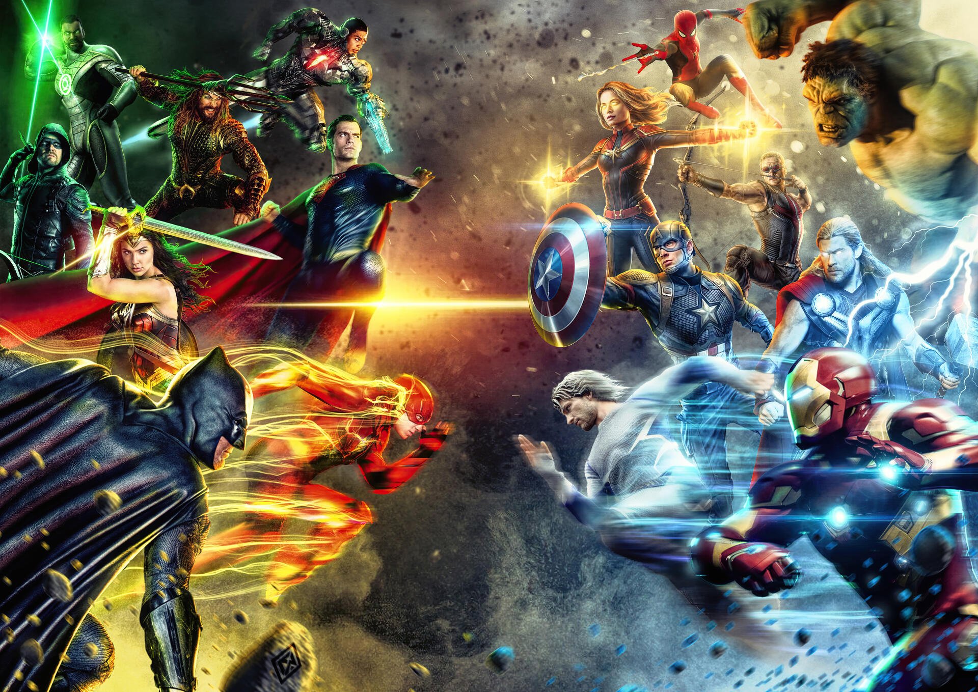 Marvel Comics heroes and villains clash in an epic battle, showcased in vibrant colors as a 4K Ultra HD PC desktop wallpaper and background.