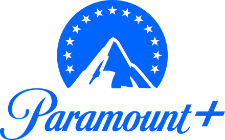 Blue Paramount+ logo featuring a mountain design, set against a clear background, designed as a high-definition desktop wallpaper and background.