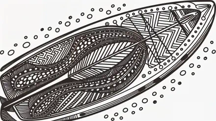 A beautifully designed paddle board adorned with intricate patterns, set against a backdrop of bubbles, creating a striking 4K Ultra HD wallpaper for desktop use.