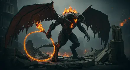 A dramatic 4K Ultra HD wallpaper featuring Balrog from Lord of the Rings, showcasing its menacing figure, fiery details, and dark, atmospheric background.