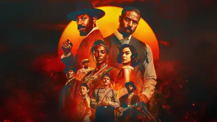 4K Ultra HD PC desktop wallpaper featuring characters from Sinners against a fiery red and orange backdrop, highlighting intense and dramatic expressions.