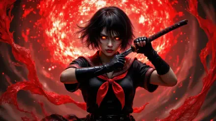  Blood Moon Katana: The Crimson-Eyed Warrior