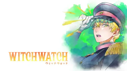 HD PC desktop wallpaper featuring Tenryuu Kiyomiya from the anime WITCH WATCH, illustrated with vibrant colors and dynamic brush strokes.