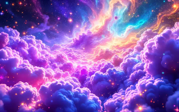 A vibrant, colorful cosmic dust cloud and nebula in space, depicted in stunning 4K Ultra HD as a dynamic PC desktop wallpaper and background.