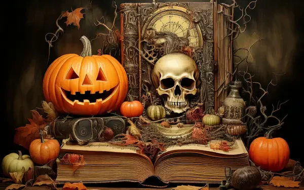 spooky pumpkin skull creepy halloween HD Desktop Wallpaper | Background Image