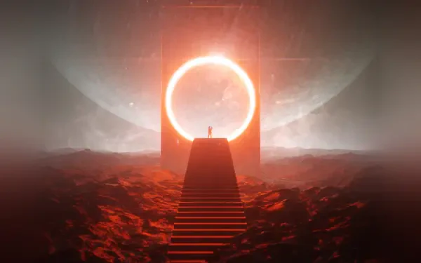 Sci Fi portal love couple planetscape sci fi portal HD Desktop Wallpaper | Background Image
