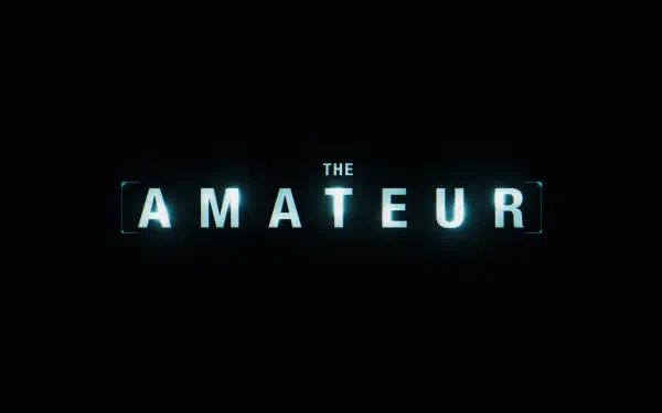 Logo for the movie The Amateur (2025) displayed in luminous typography against a black background, designed as a 4K Ultra HD desktop wallpaper.