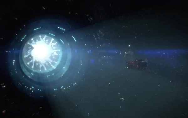 A stunning HD wallpaper featuring Cortana and Master Chief from Halo 4, showcasing a dramatic scene with a luminous portal in a cosmic setting from the iconic Halo video game series.