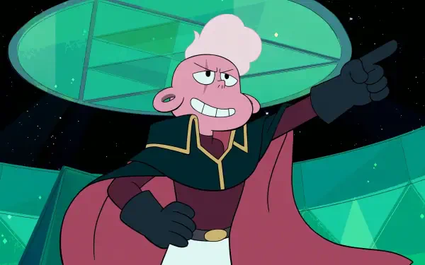 HD cartoon wallpaper featuring a character from the TV show Lars of the Stars, standing confidently aboard a spaceship with a starry outer space background.