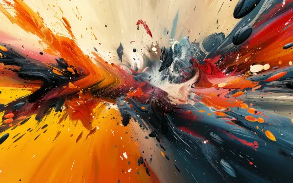 A vibrant explosion of colors in an abstract pattern, creating a dynamic, high-definition PC desktop wallpaper and background.