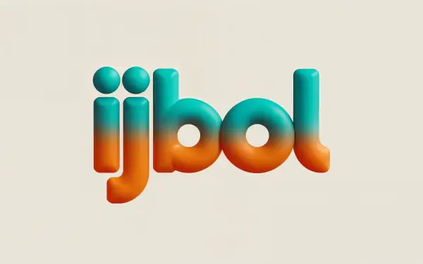 4K Ultra HD PC desktop wallpaper featuring the word ijbol in glossy, rounded letters with a gradient teal and orange color scheme on a light background.