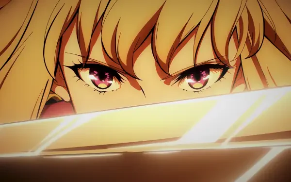 Close-up of Cha Hae-in from Solo Leveling with intense anime eyes, featured in a 4K Ultra HD PC desktop wallpaper.