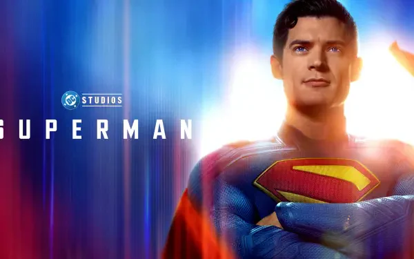 Superman (2025) in vivid 4K Ultra HD, featuring the iconic hero with crossed arms and a glowing background, designed as a PC desktop wallpaper and background.