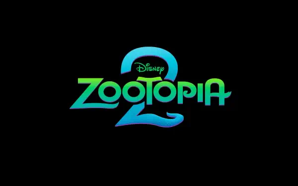 Disney's Zootopia 2 logo displayed in vibrant blue and green colors on a black background, designed as a 4K Ultra HD PC desktop wallpaper.