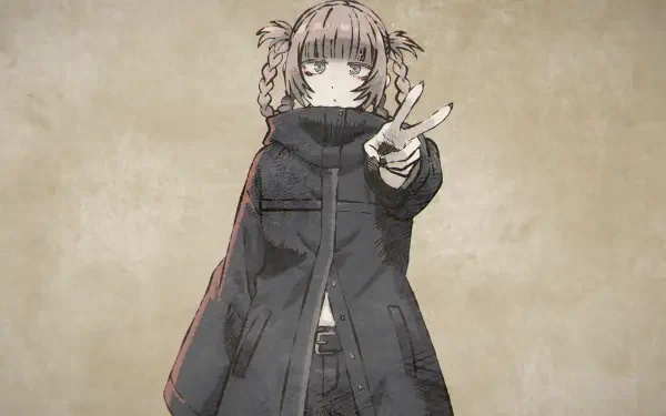 Anime-style HD desktop wallpaper featuring Nazuna Nanakusa from Call of the Night, showing a neutral-toned illustration of her with braided hair and a dark oversized coat.