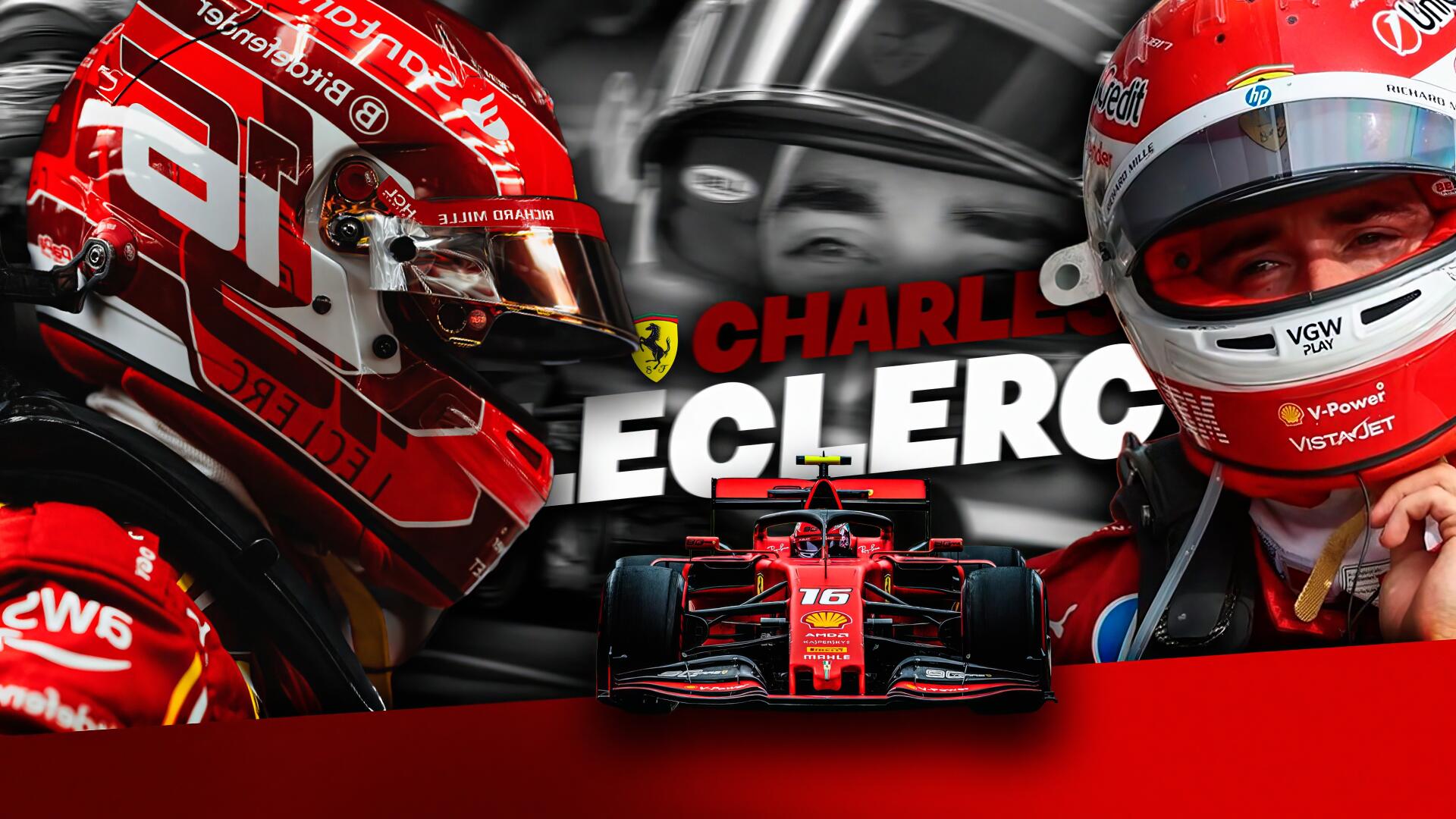 4K Ultra HD PC desktop wallpaper of a Ferrari F1 car and helmeted driver in red livery with bold ECLERC text across the center — I don't know the driver's identity.