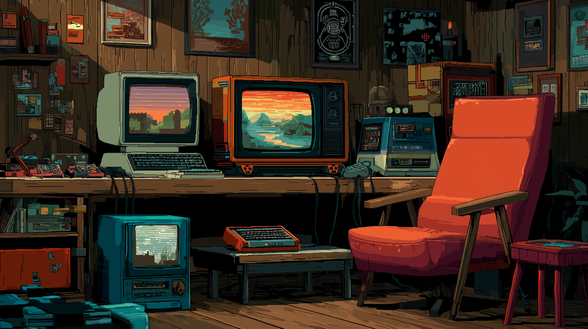 Download Setup Pixel Art Retro Games HD Wallpaper by patrika