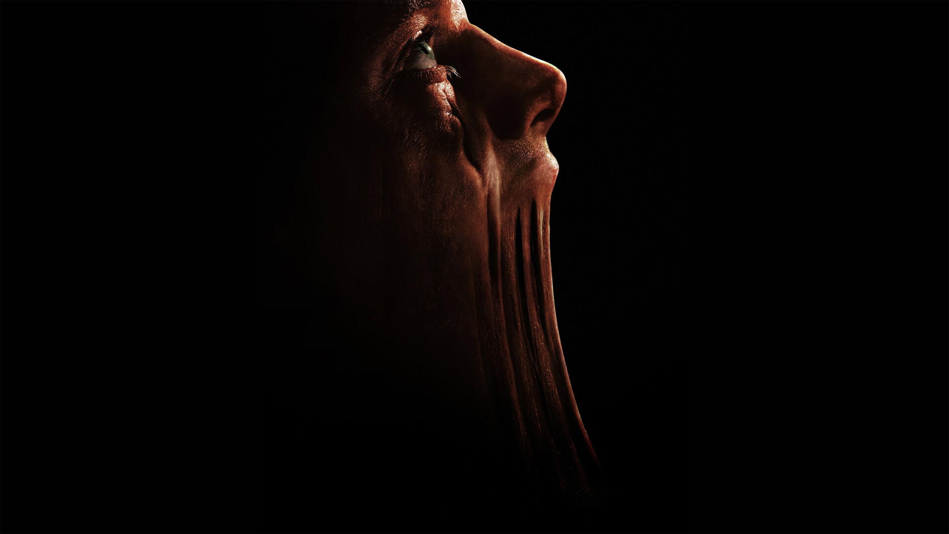 Clayface profile melting into shadow with stretched, clay-like texture — 4K Ultra HD PC desktop wallpaper and background.