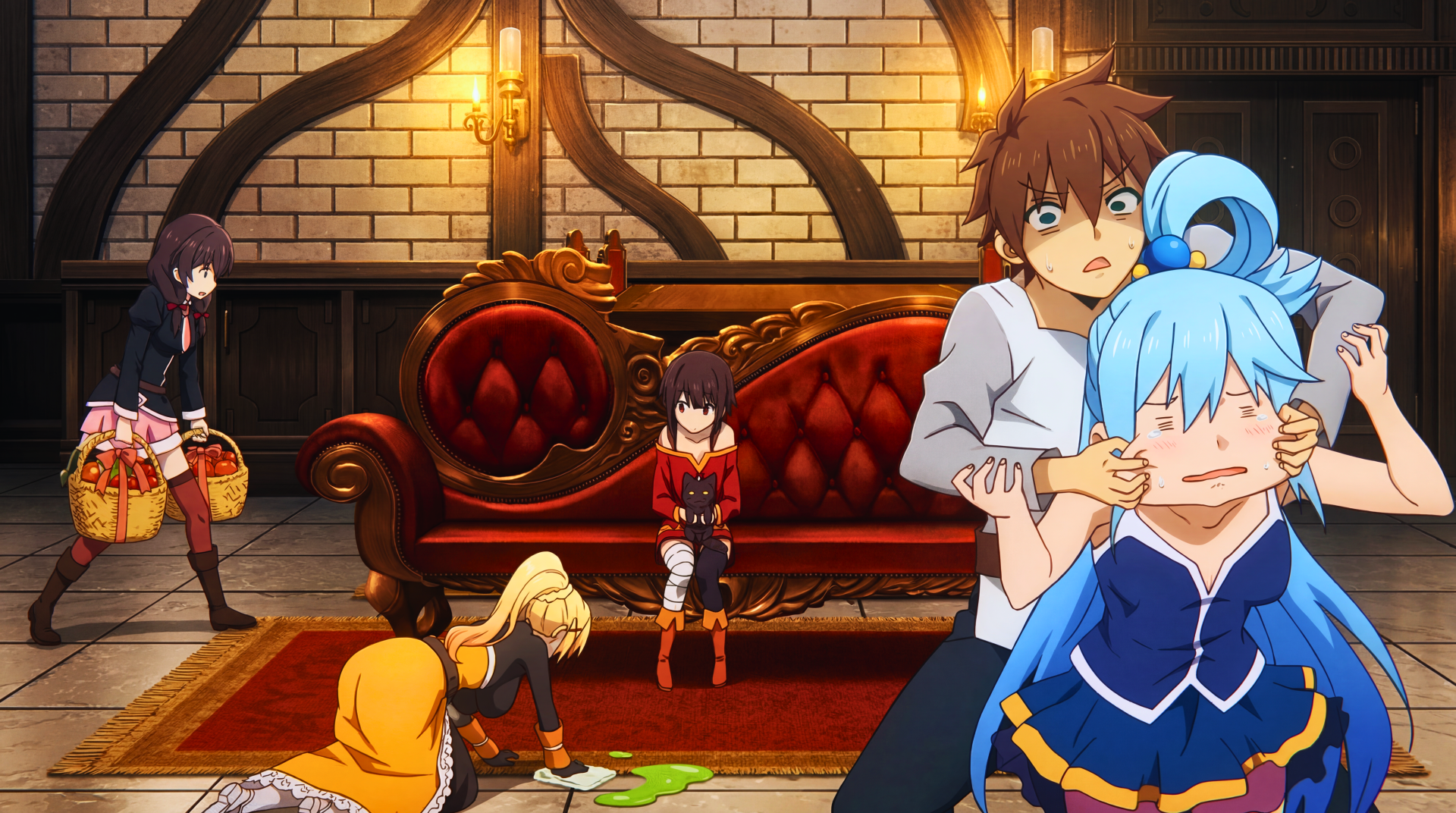Konosuba - Megumin, Kazuma, Aqua, Darkness Funny HD Live Wallpaper by LordRango