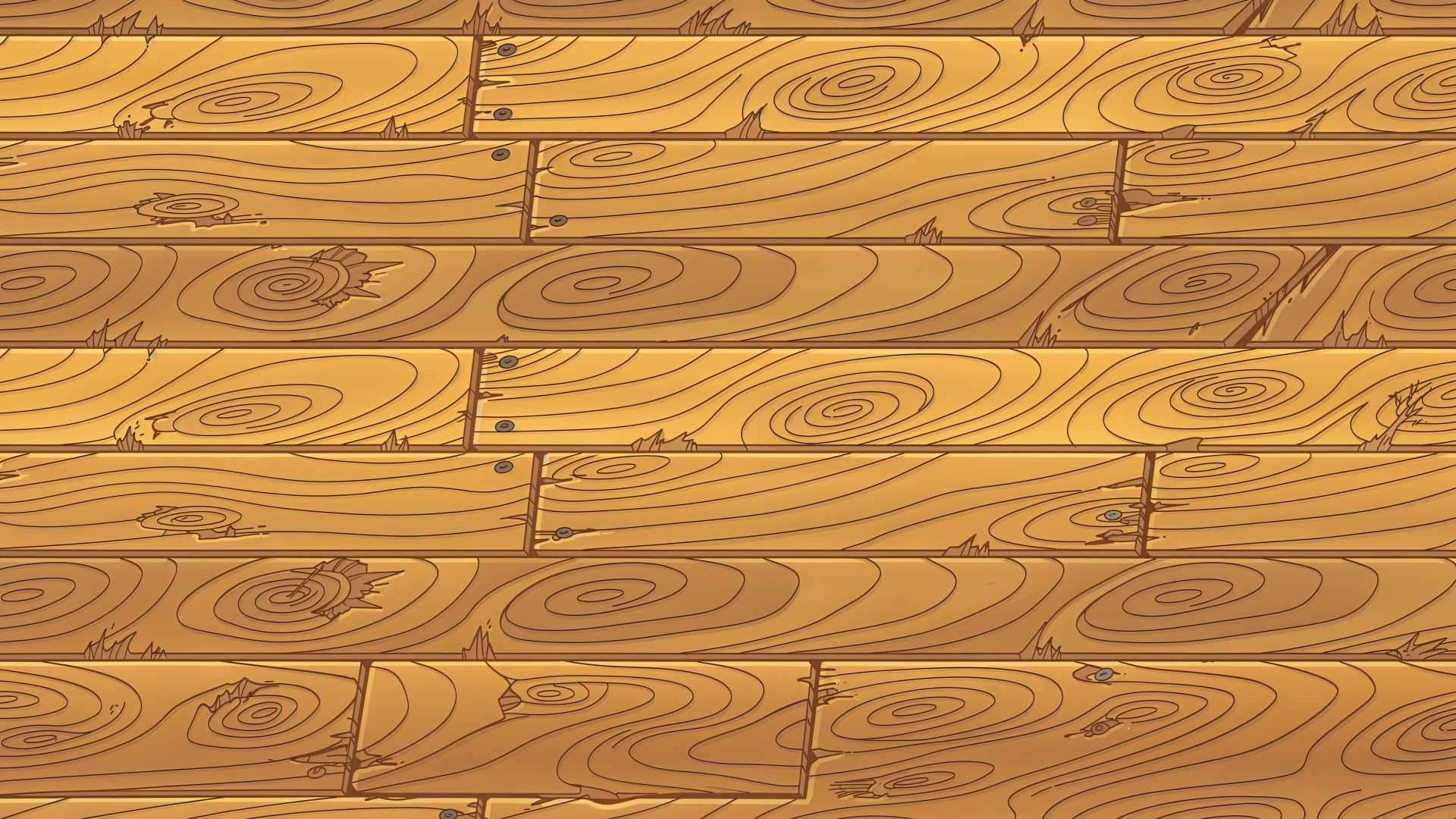 4K Ultra HD PC desktop wallpaper: warm illustrated wooden plank texture with visible grain, knots and nail details arranged in horizontal planks.