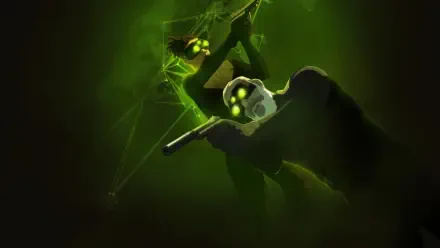 Splinter Cell: Deathwatch 4K Ultra HD PC desktop wallpaper — shadowy operative with glowing tri-lens goggles and silenced pistol in a green, webbed night-vision scene.