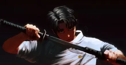 2K Quad HD PC desktop wallpaper/background: anime Jujutsu Kaisen's Yuta Okkotsu gripping a katana in a dark, intense low-lit portrait.