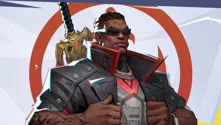 4K Ultra HD PC desktop wallpaper for video game Marvel Rivals: stylized Blade in black anime style, armored jacket, sunglasses and sword posed before a red circular emblem.