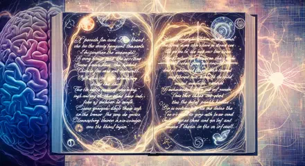 Open glowing spellbook with swirling sigils and golden light overlaid on electric neural and circuit motifs — 4K Ultra HD PC desktop wallpaper and background.