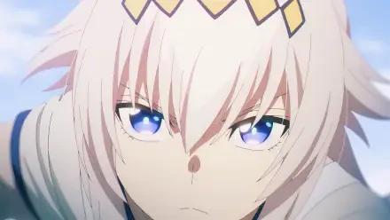 HD PC desktop wallpaper of Oguri Cap from Uma Musume: Pretty Derby — anime close-up of a pink-haired girl with blue eyes, crown-like headband and a determined expression.