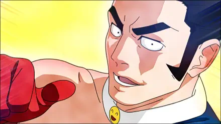 4K Ultra HD PC desktop wallpaper: anime close-up of Fumihiko Takaba from Jujutsu Kaisen 3rd Season, grinning with a boxing glove against a bright yellow background.