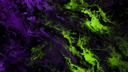 4K Ultra HD PC desktop wallpaper background with abstract texture of swirling purple and neon green marbled, smoky veins